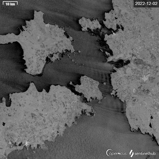 Jää Väinamerel Sentinel-1 radarpildid detsembrist – märtsini.