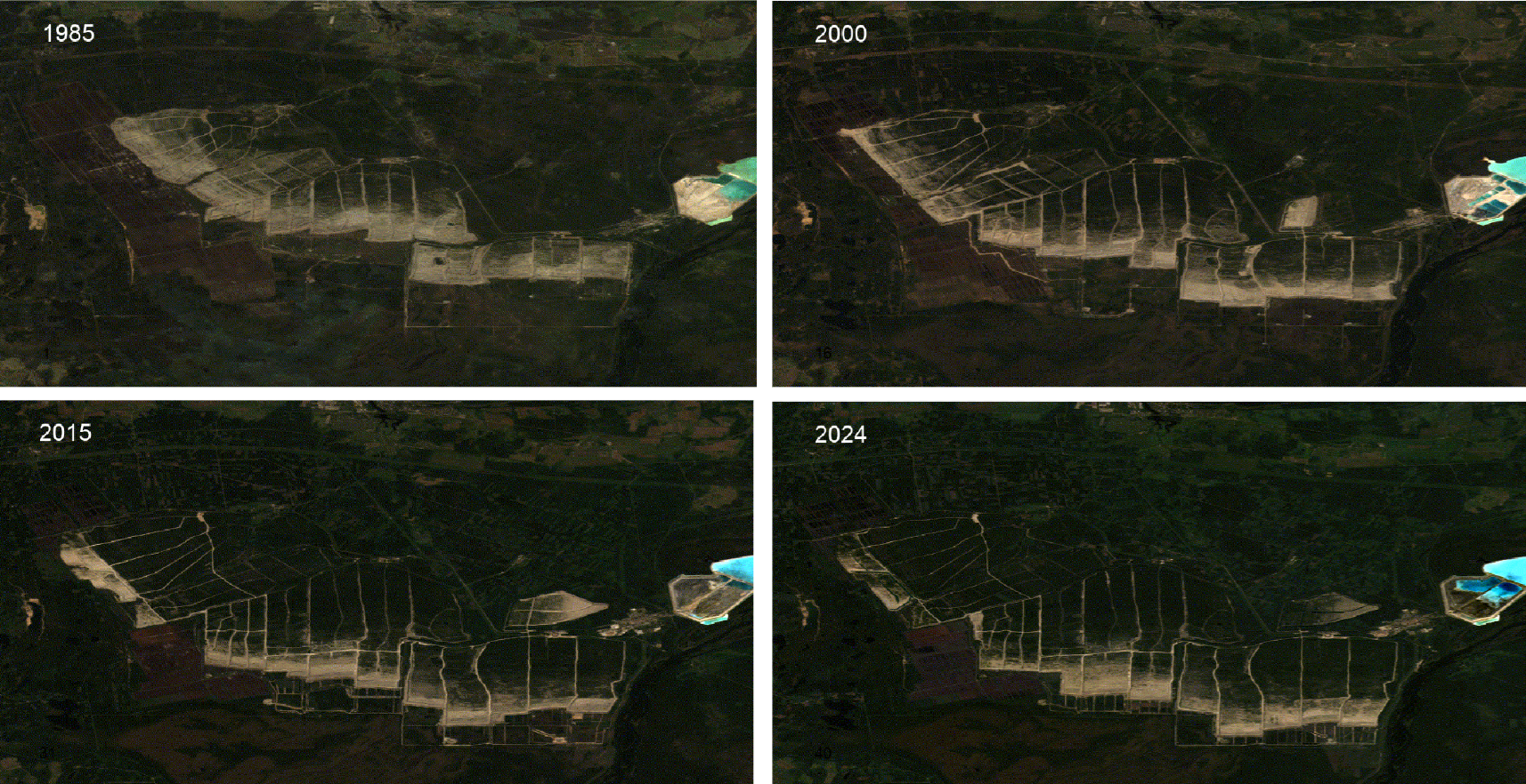 Kaevanduste muutumine satelliitfotodel